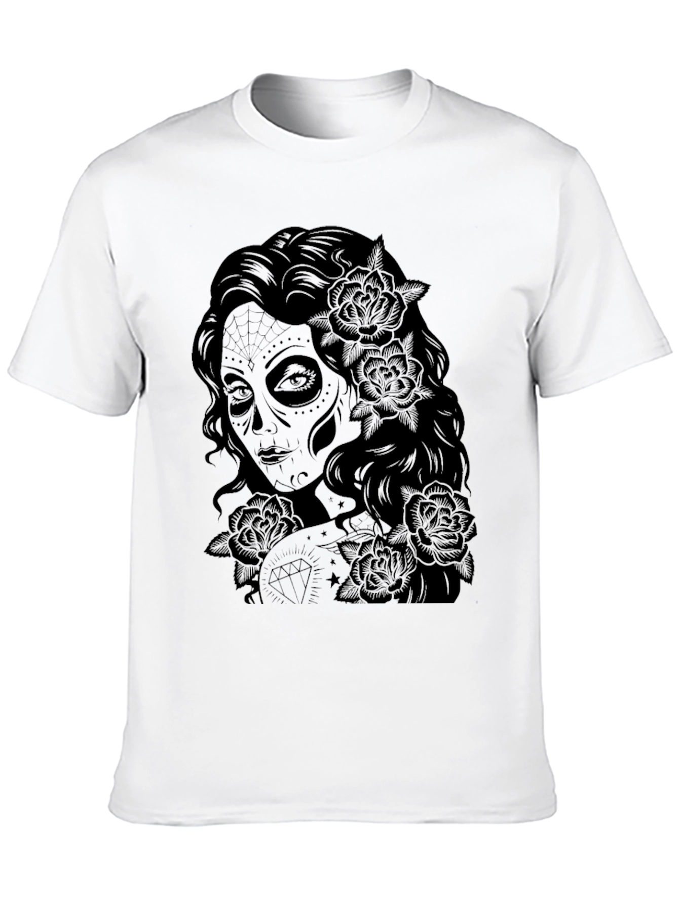 Sugar Skull Woman Graphic Tee - Black