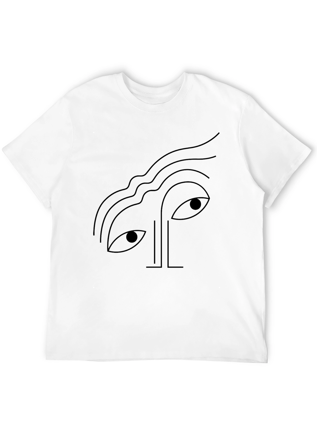 Abstract Face Graphic Tee - Black Cotton T-Shirt