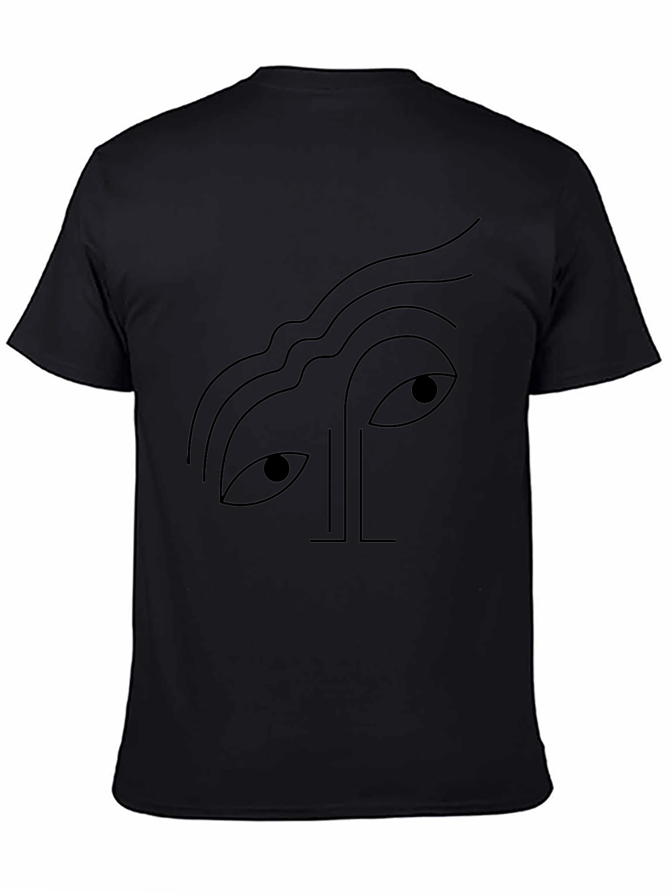 Abstract Face Graphic Tee - Black Cotton T-Shirt