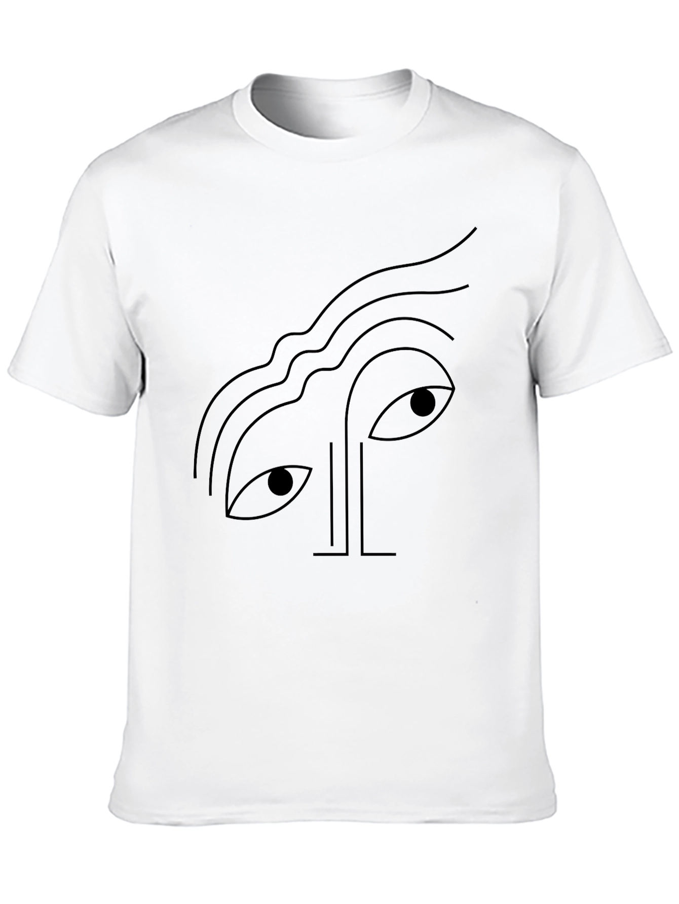 Abstract Face Graphic Tee - Black Cotton T-Shirt