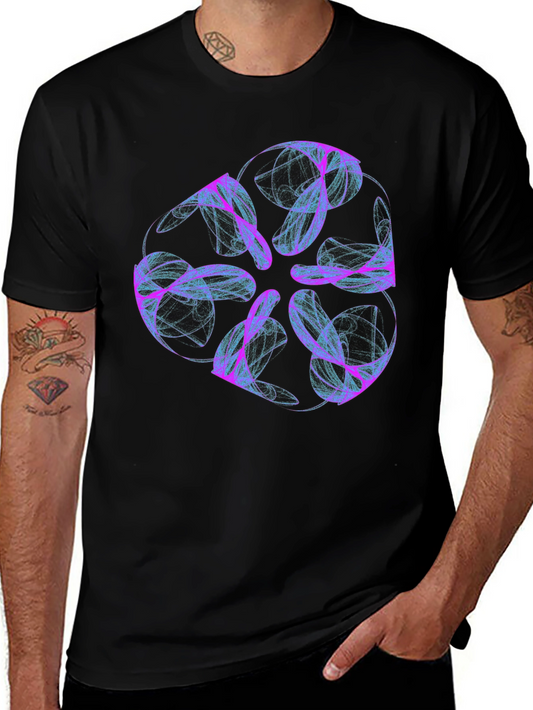 Abstract Swirl Graphic Tee - Black Casual T-Shirt
