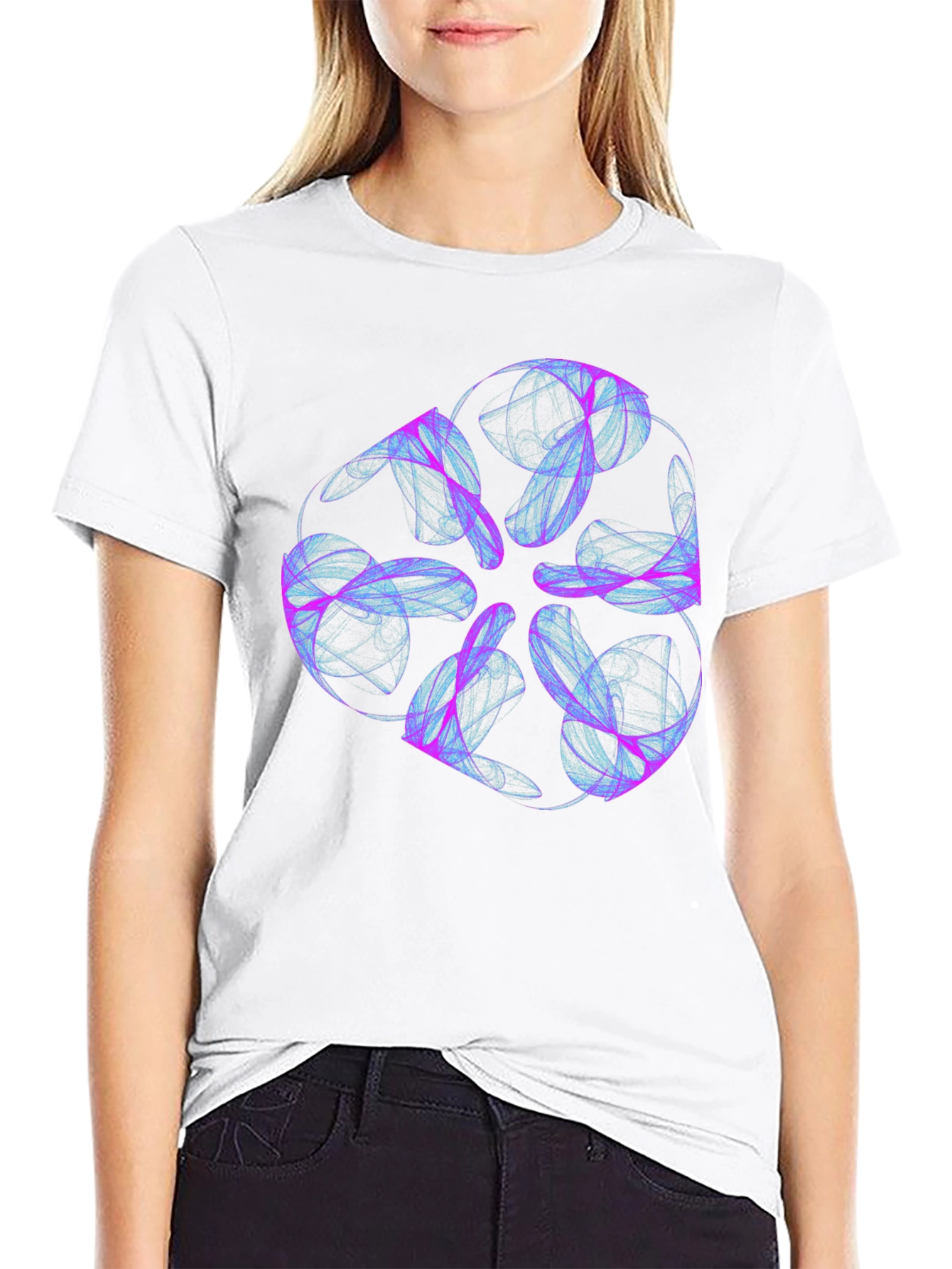 Abstract Swirl Graphic Tee - Black Casual T-Shirt
