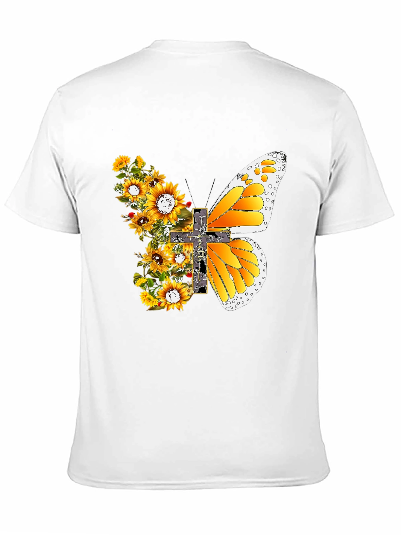 Sunflower Butterfly Cross T-Shirt