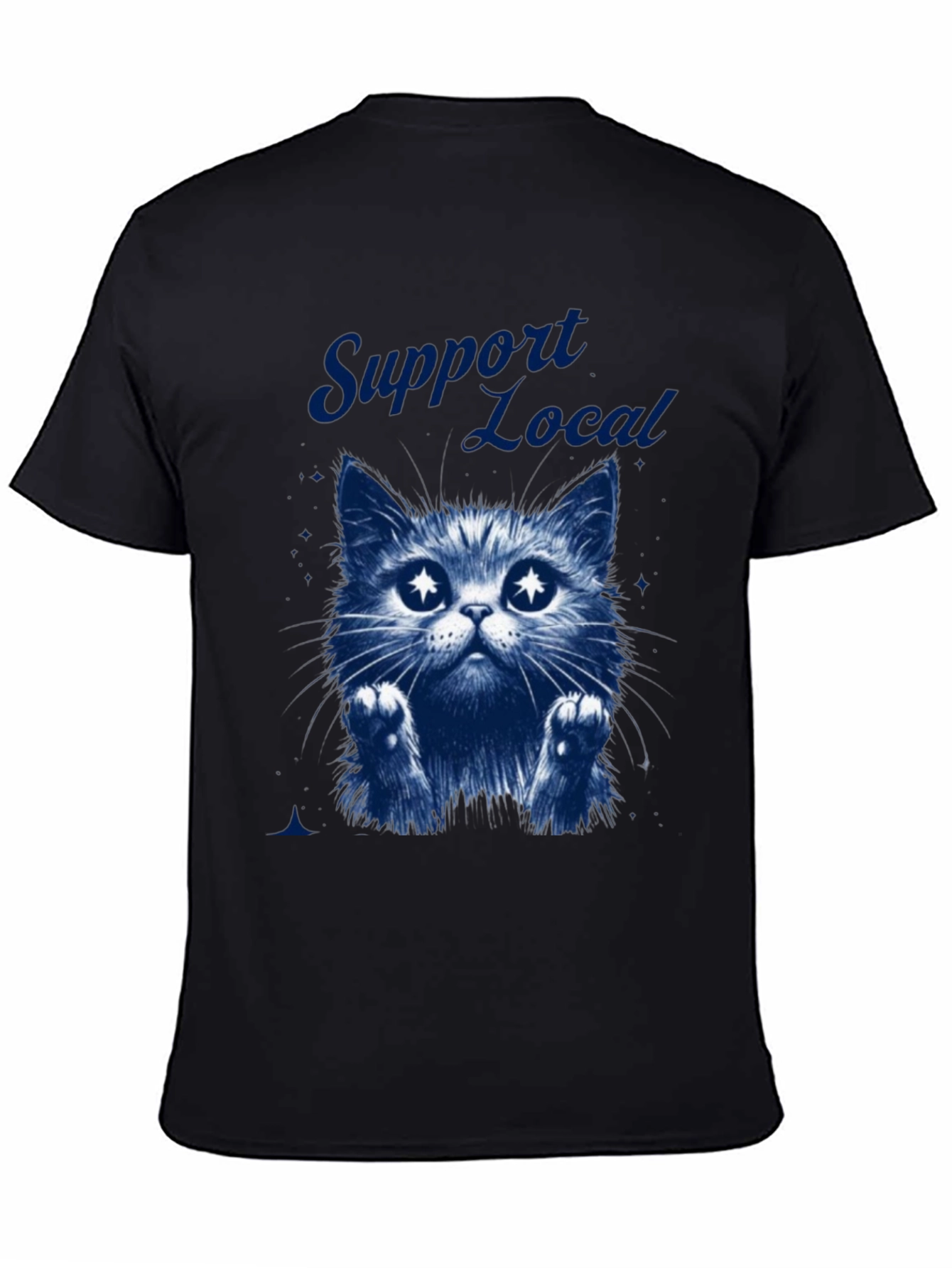 Support Local Cat Graphic T-Shirt - Black