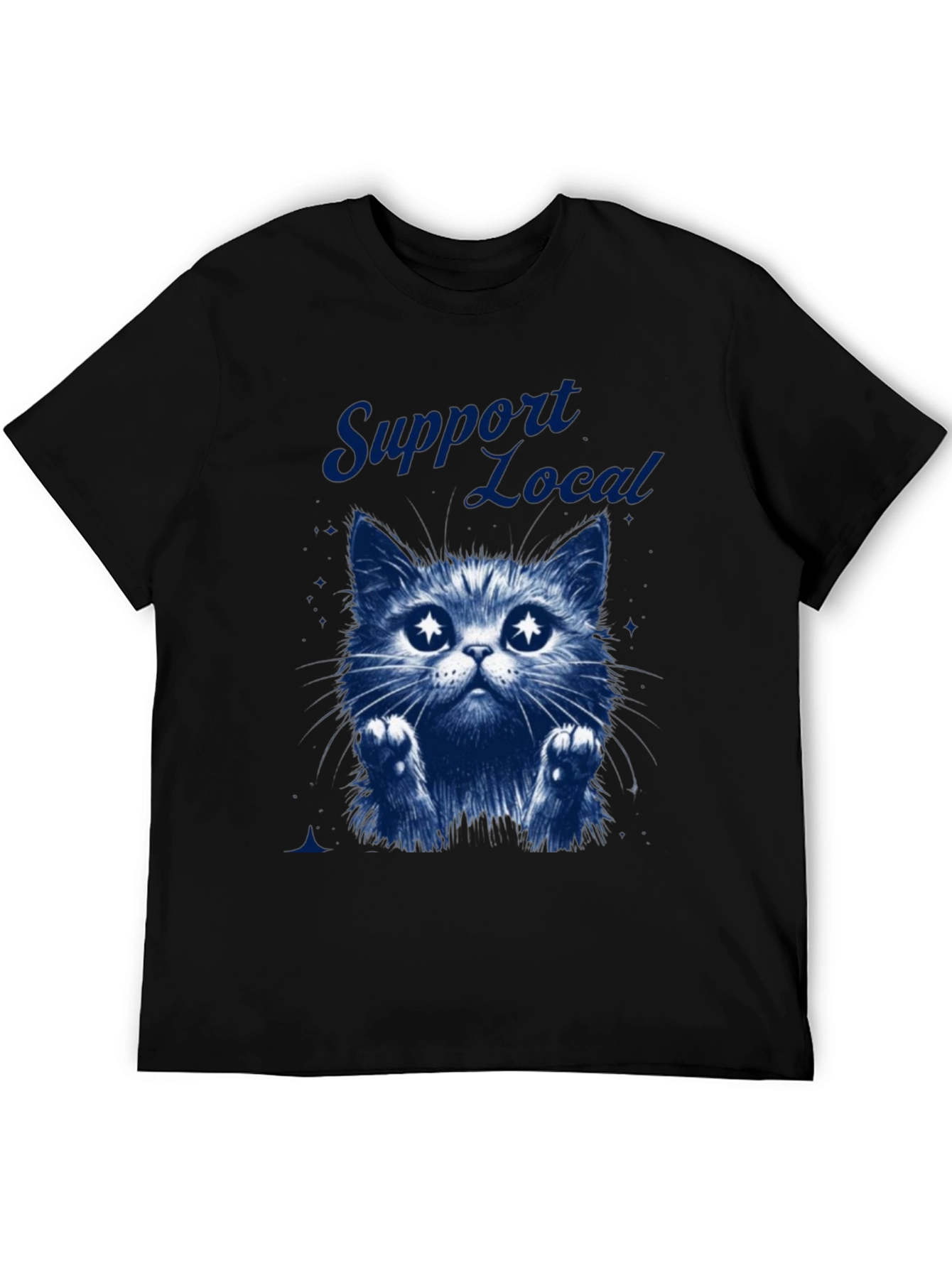 Support Local Cat Graphic T-Shirt - Black