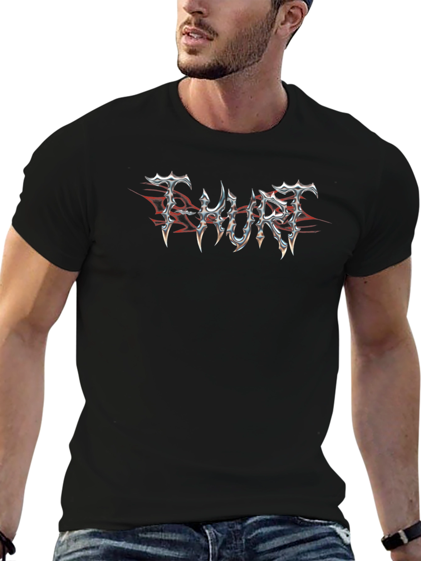 T-Hurt Black T-Shirt Metal Logo