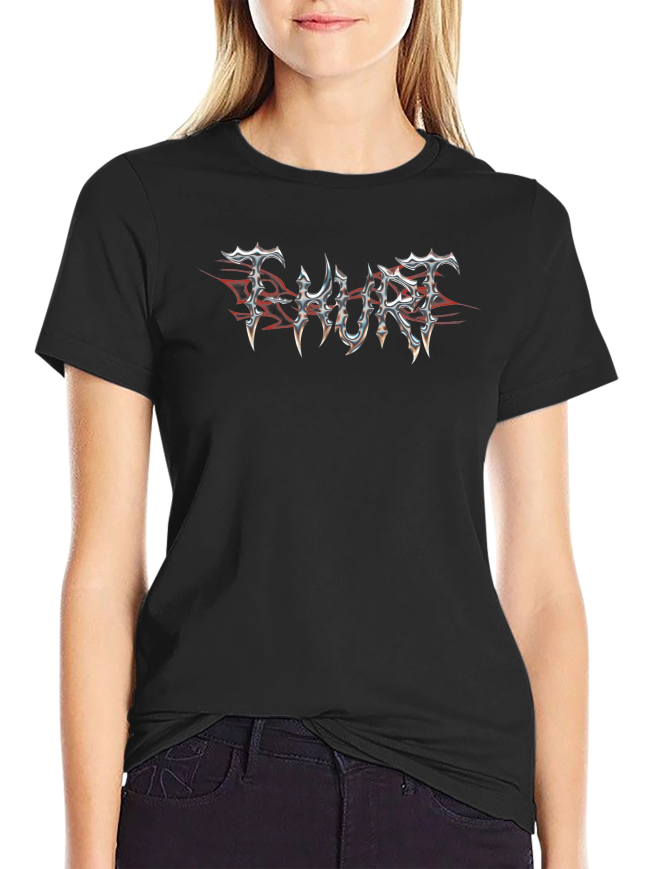 T-Hurt Black T-Shirt Metal Logo