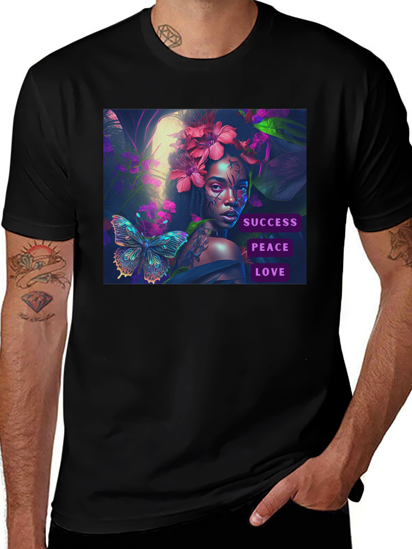 Success Peace Love Black T-Shirt