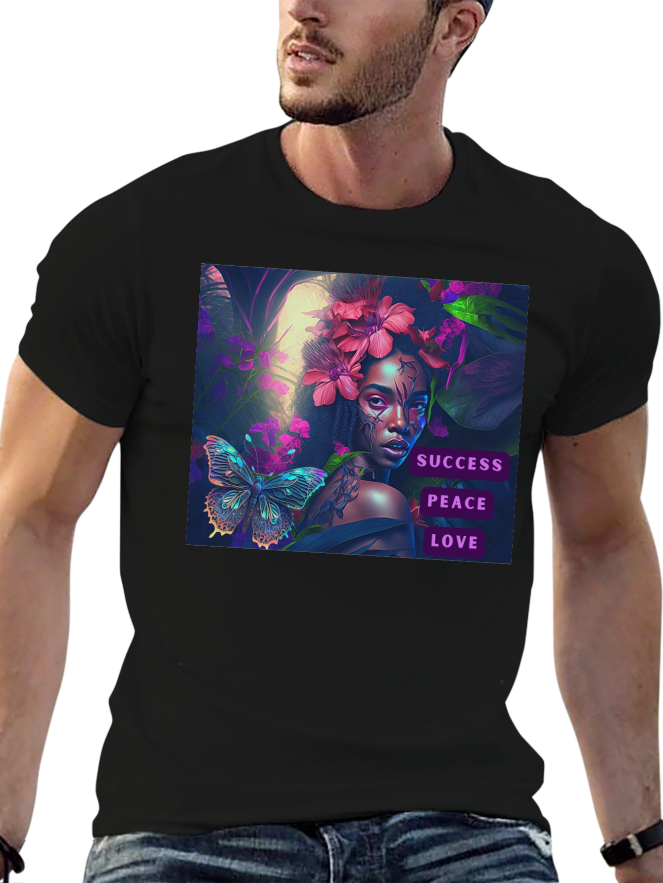 Success Peace Love Black T-Shirt