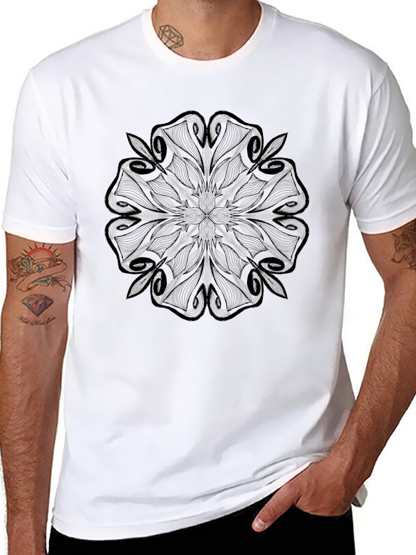 Abstract Floral Graphic Black T-Shirt