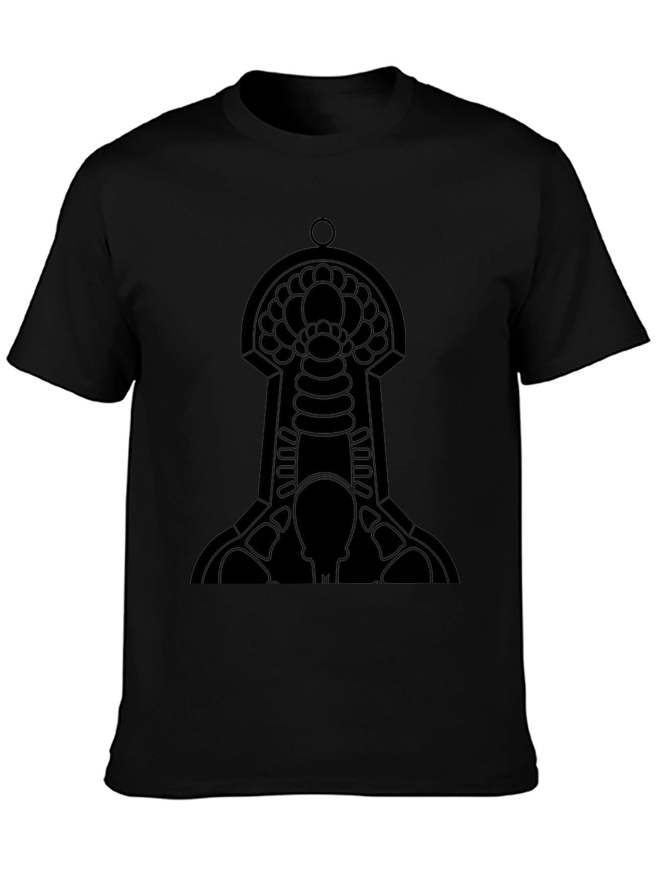 Abstract Keyhole Graphic Tee - Black