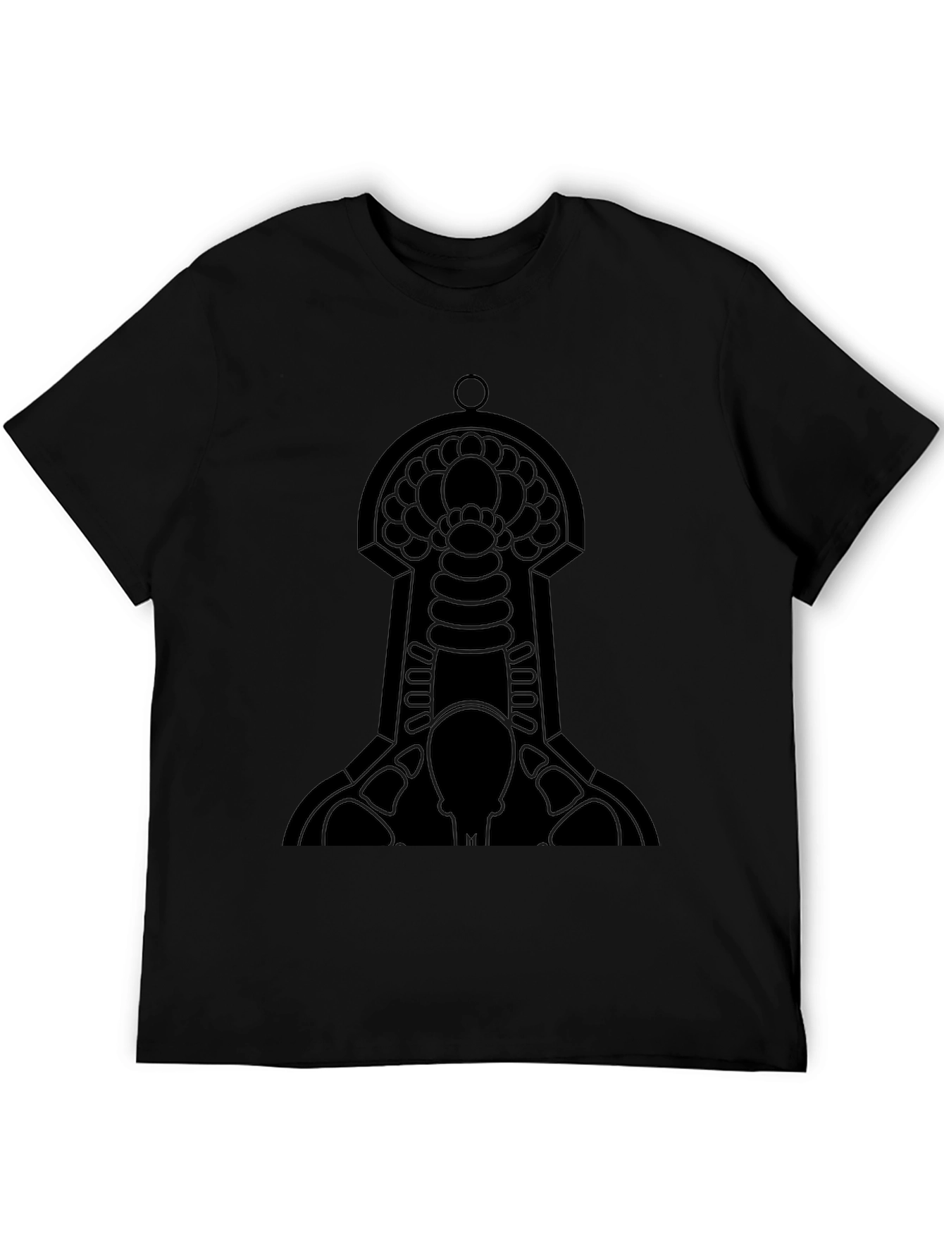 Abstract Keyhole Graphic Tee - Black
