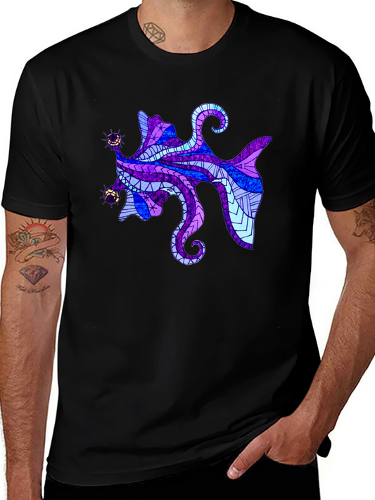 Abstract Octopus Graphic Tee - Mens Black T-Shirt