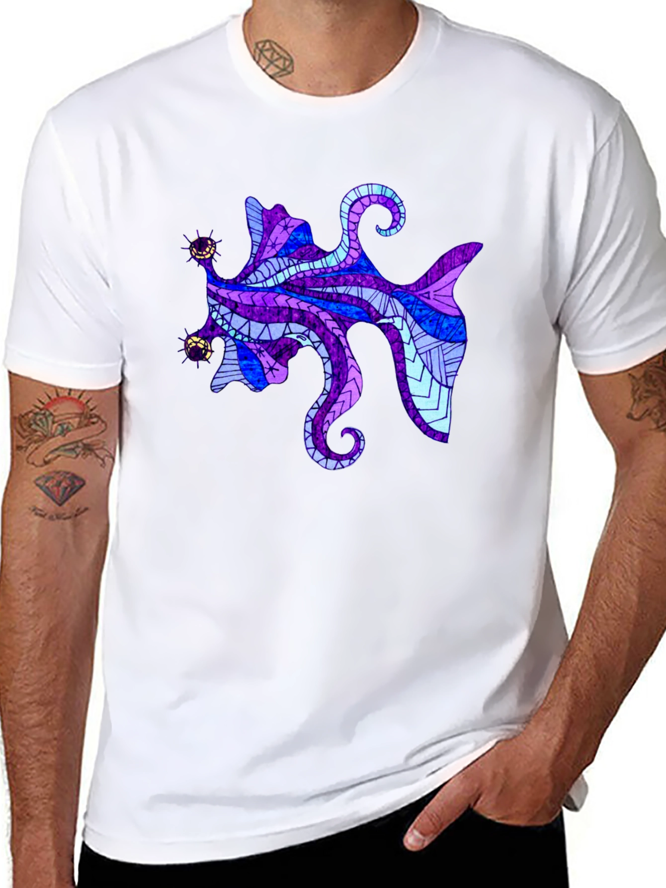 Abstract Octopus Graphic Tee - Mens Black T-Shirt