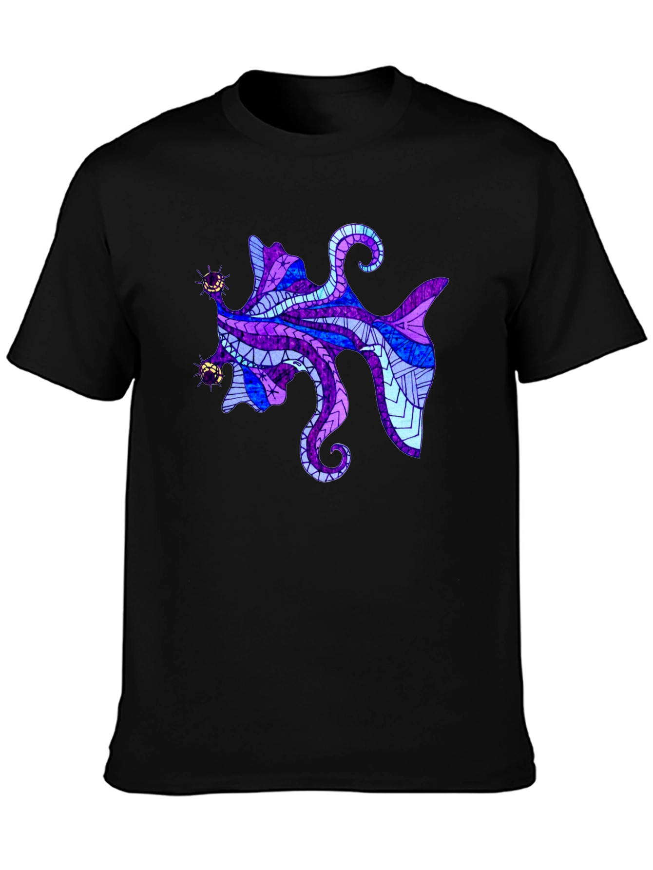 Abstract Octopus Graphic Tee - Mens Black T-Shirt