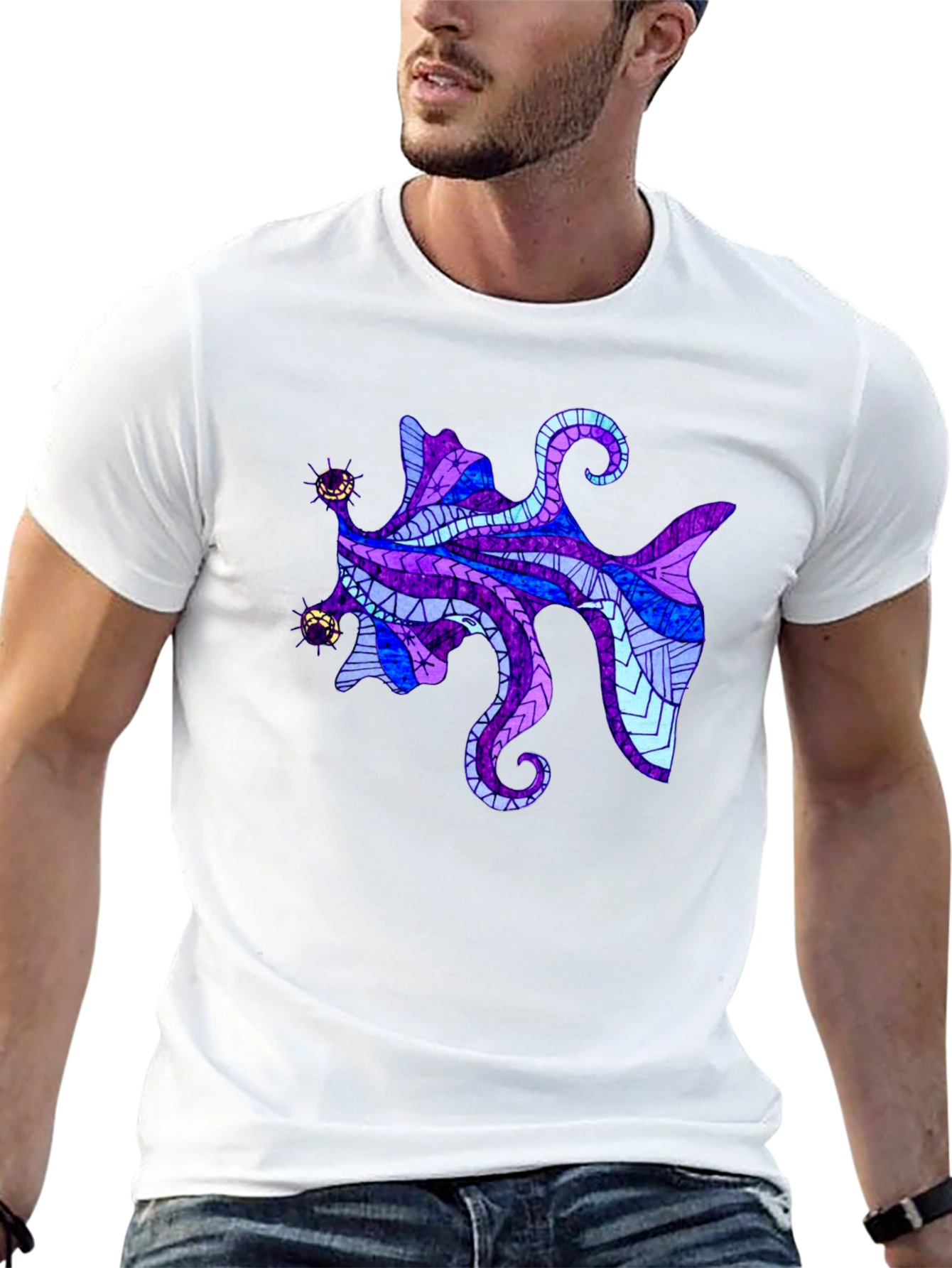 Abstract Octopus Graphic Tee - Mens Black T-Shirt