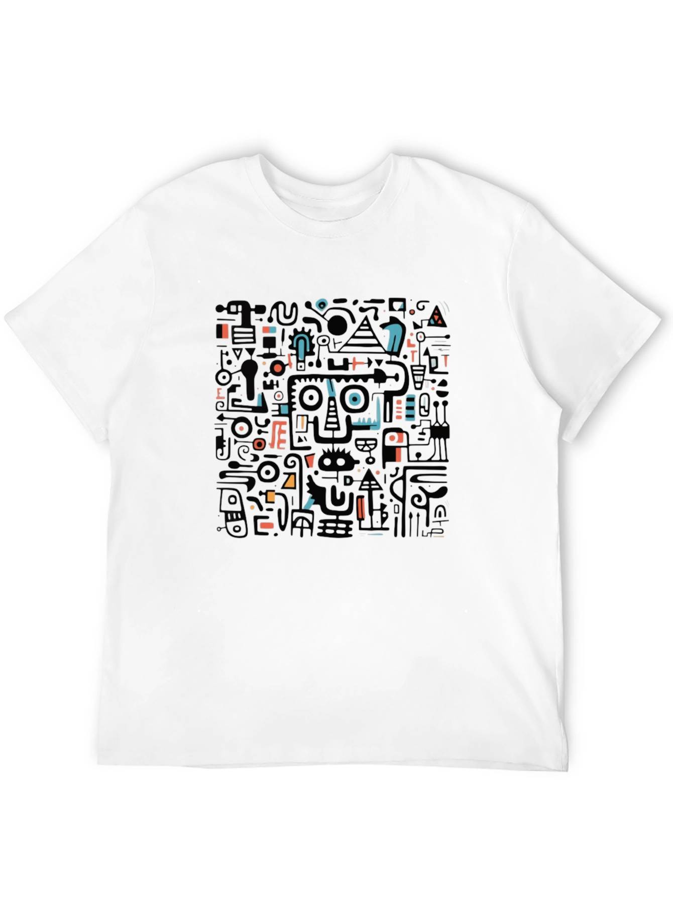 Abstract Geometric Print Black T-Shirt