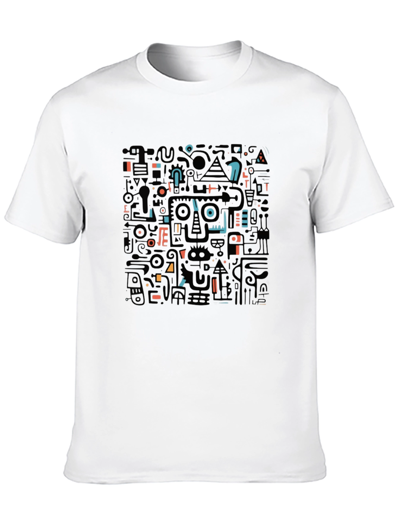 Abstract Geometric Print Black T-Shirt
