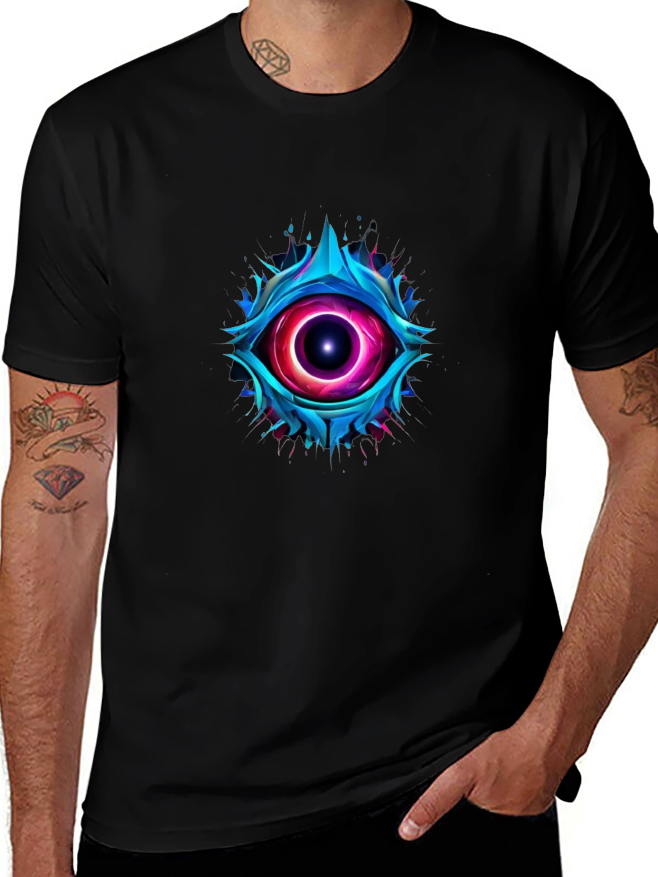 Abstract Eye Graphic T-Shirt - Mens Black Tee