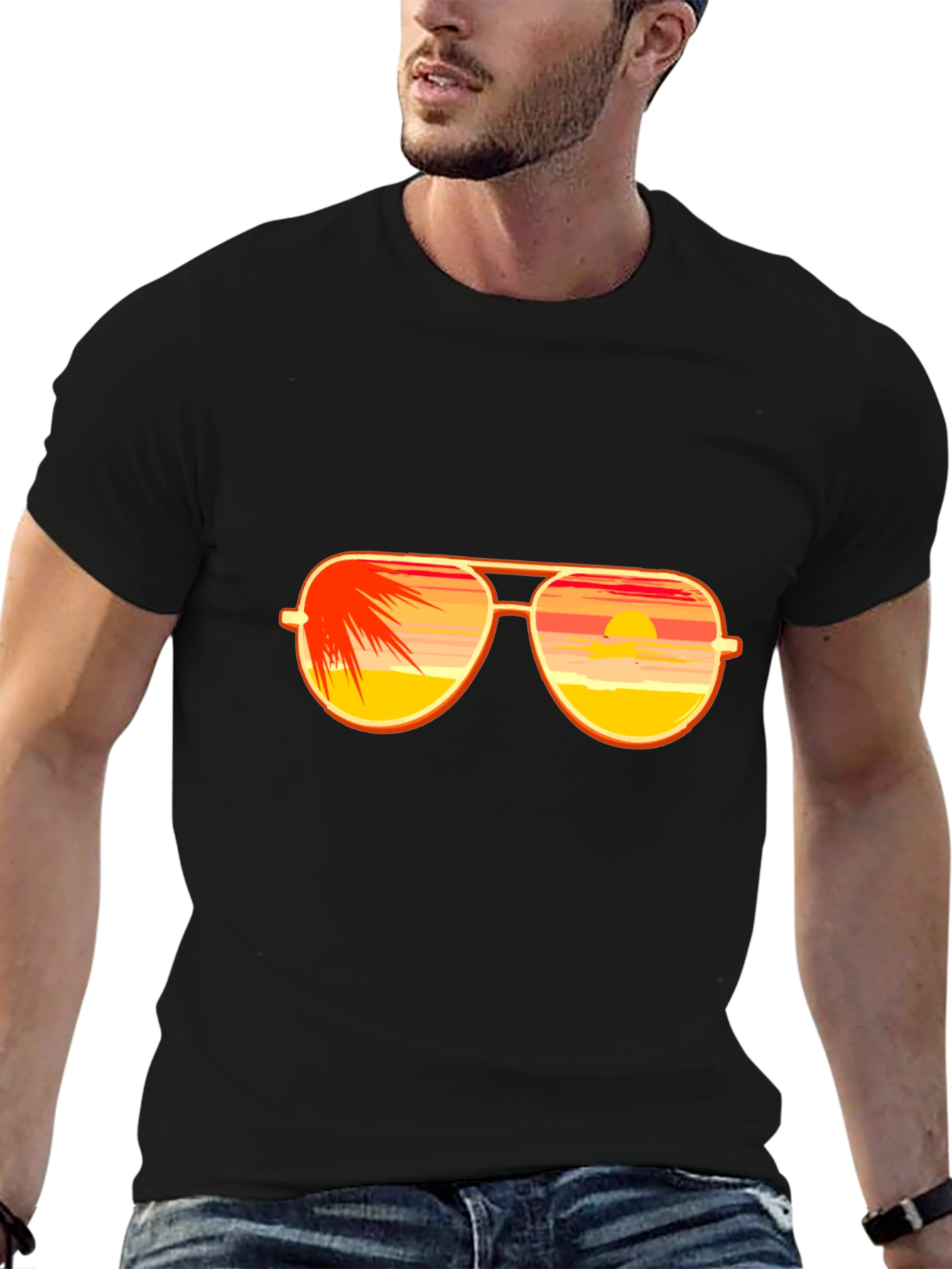 Sunset Sunglasses Graphic T-Shirt - Black Cotton Tee