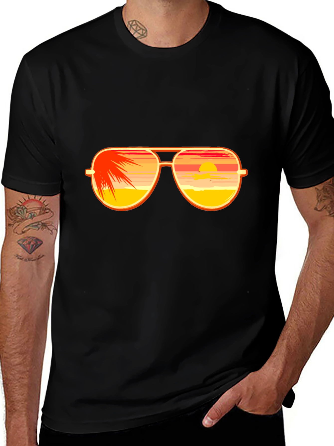 Sunset Sunglasses Graphic T-Shirt - Black Cotton Tee