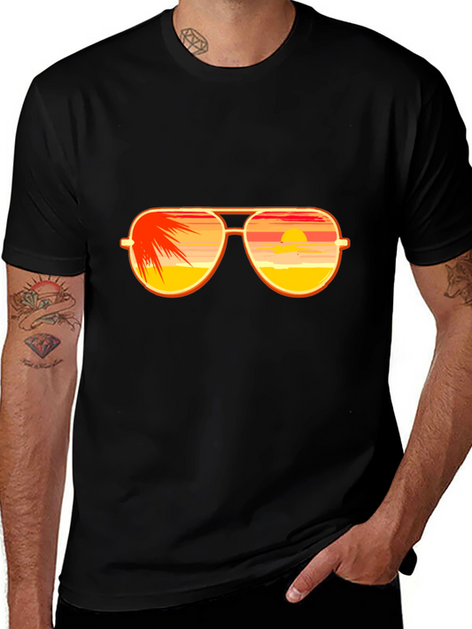 Sunset Sunglasses Graphic T-Shirt - Black Cotton Tee