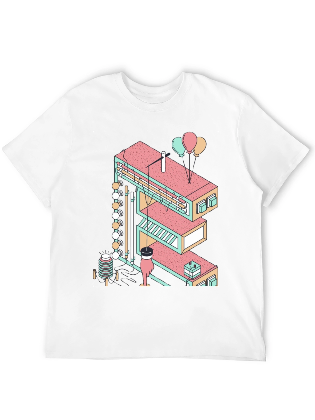 Abstract Isometric Letter E Graphic Tee - Black