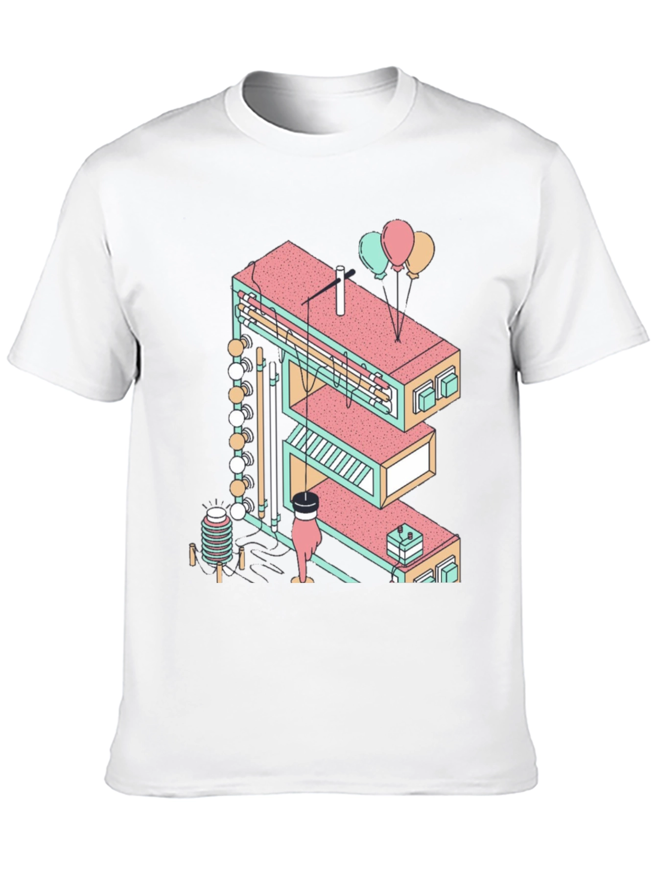 Abstract Isometric Letter E Graphic Tee - Black