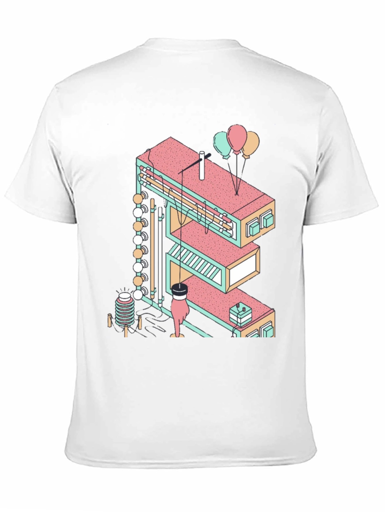 Abstract Isometric Letter E Graphic Tee - Black