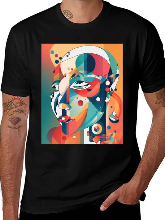 Abstract Geometric Face Graphic Tee