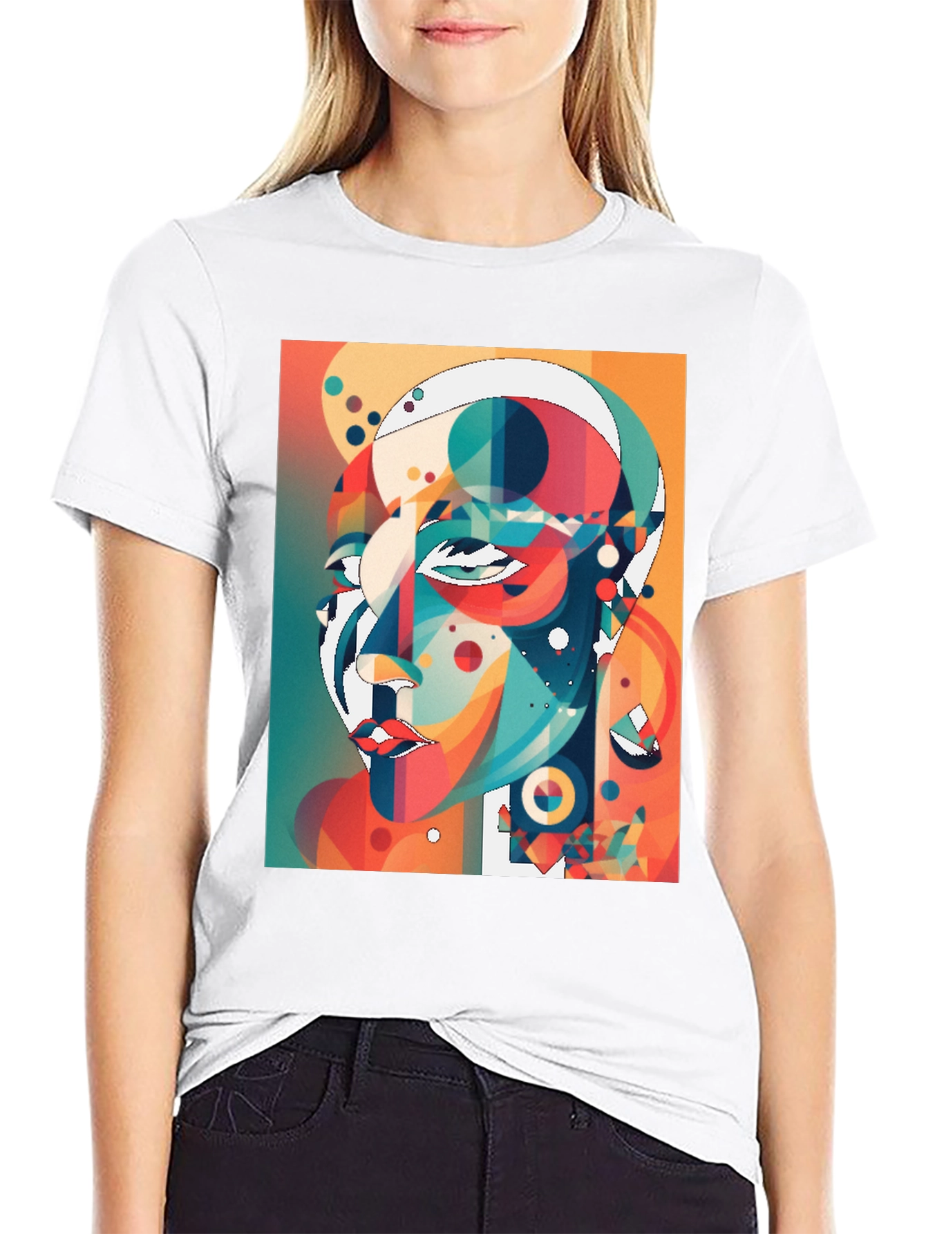 Abstract Geometric Face Graphic Tee