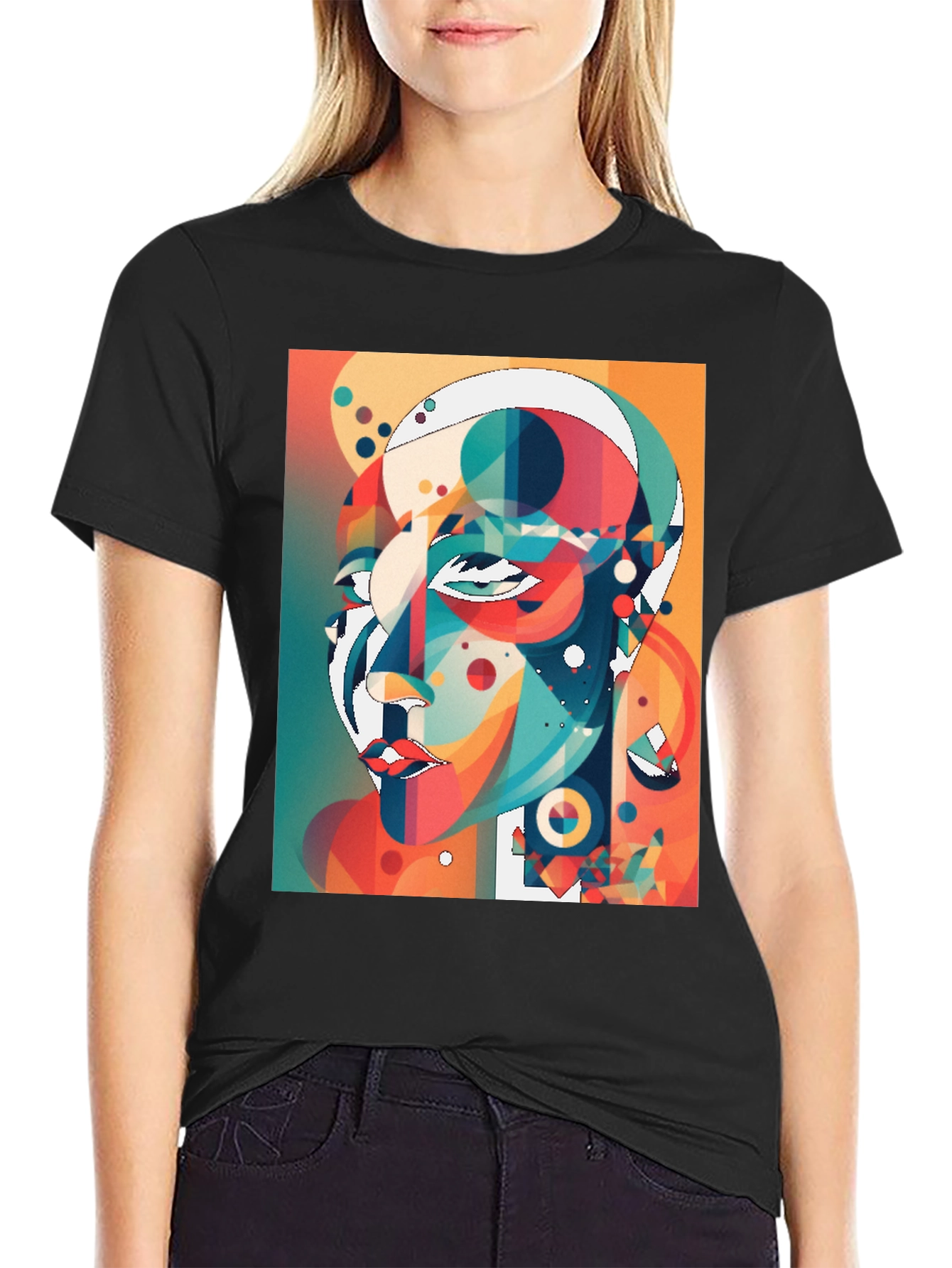 Abstract Geometric Face Graphic Tee