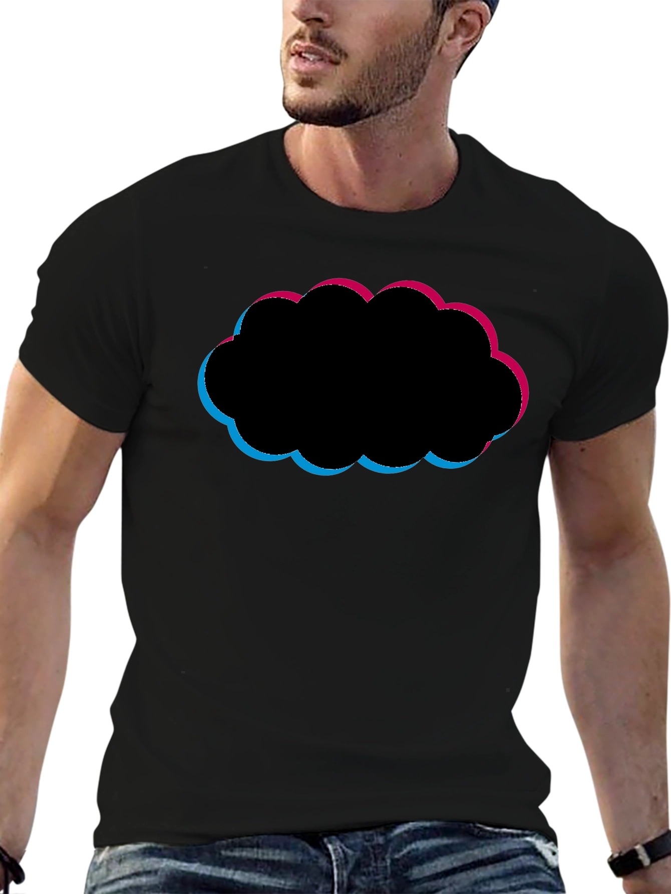 Abstract Cloud Graphic Black T-Shirt