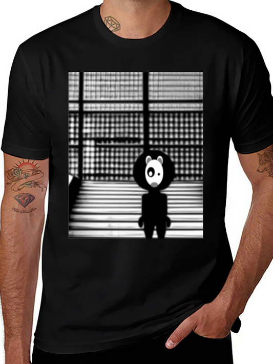 Abstract Panda Graphic Black T-Shirt