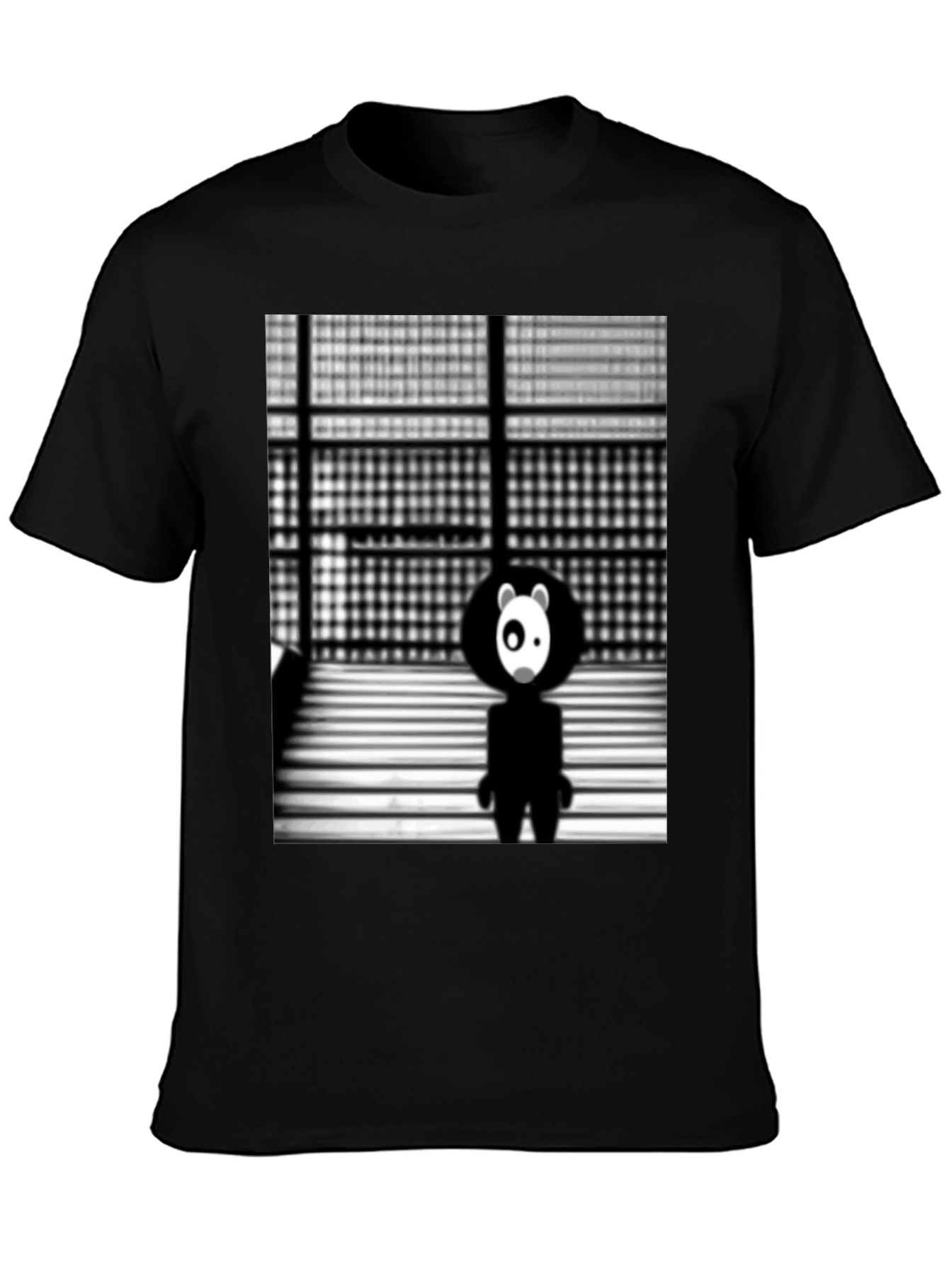Abstract Panda Graphic Black T-Shirt