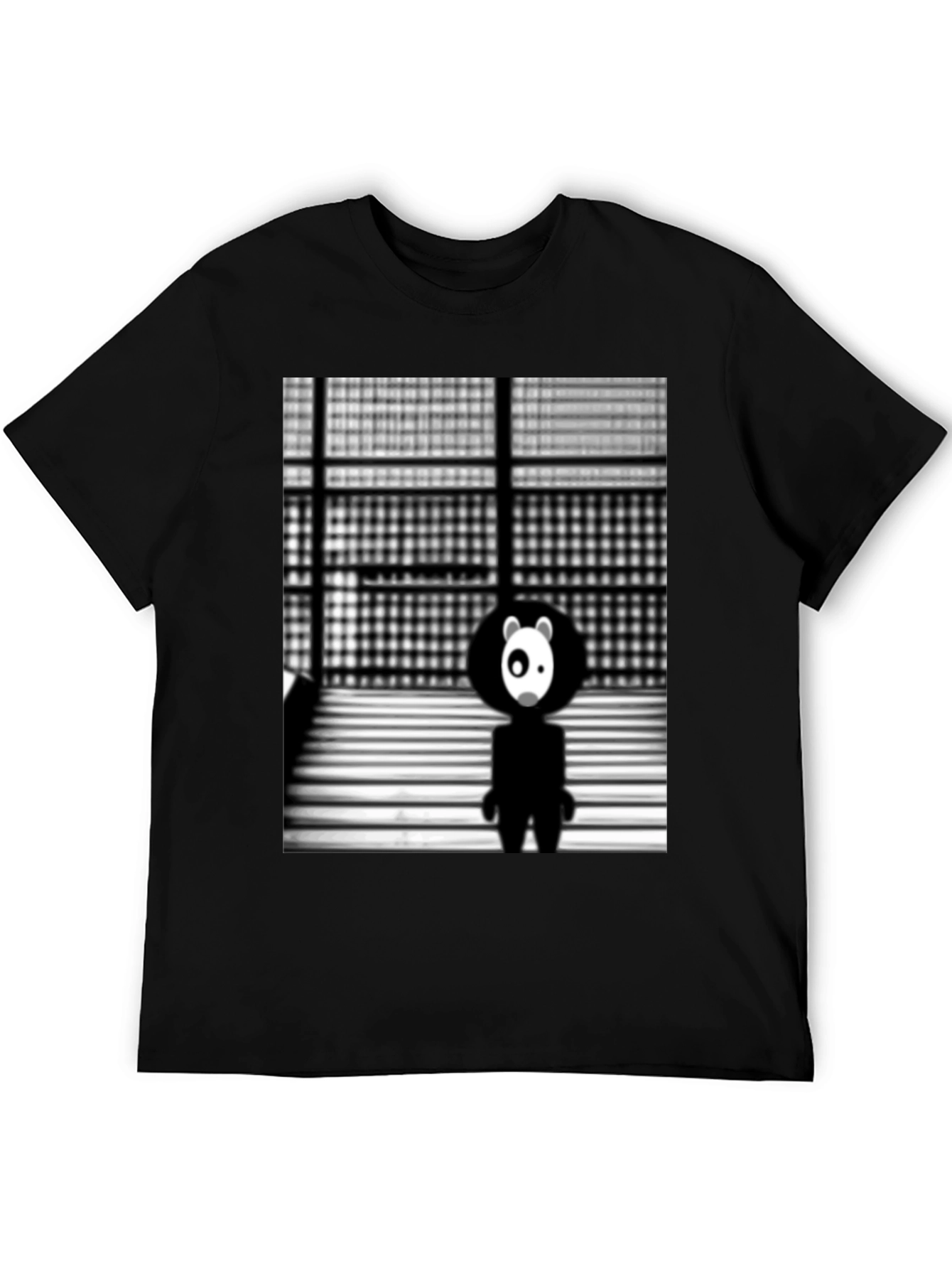 Abstract Panda Graphic Black T-Shirt