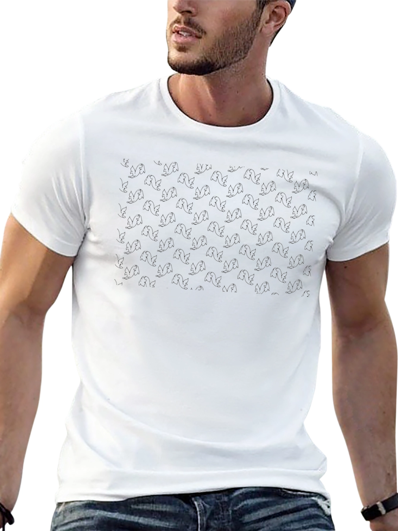 Stylish Black Graphic Tee - Subtle Pattern Design