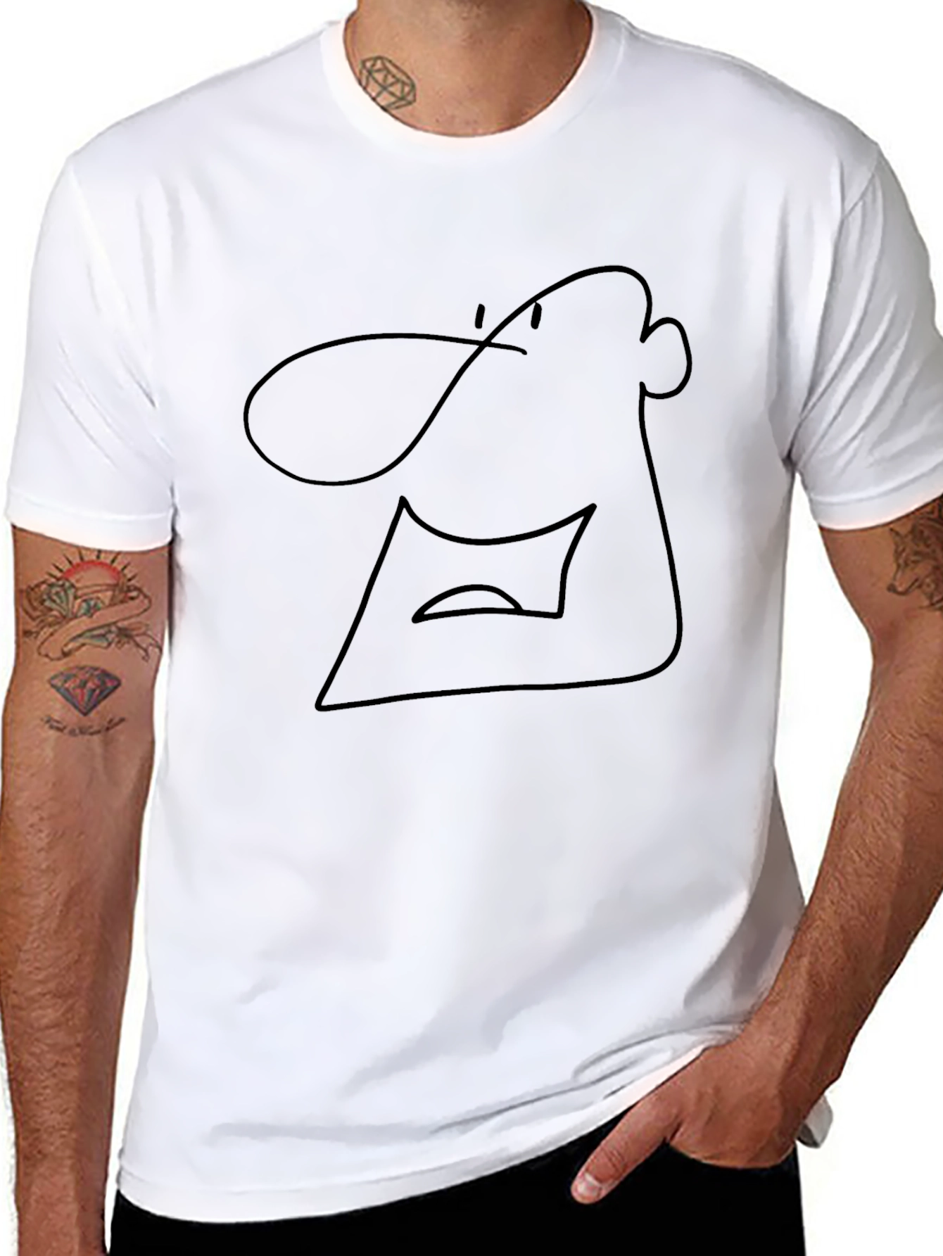 Abstract Line Art Graphic Black T-Shirt