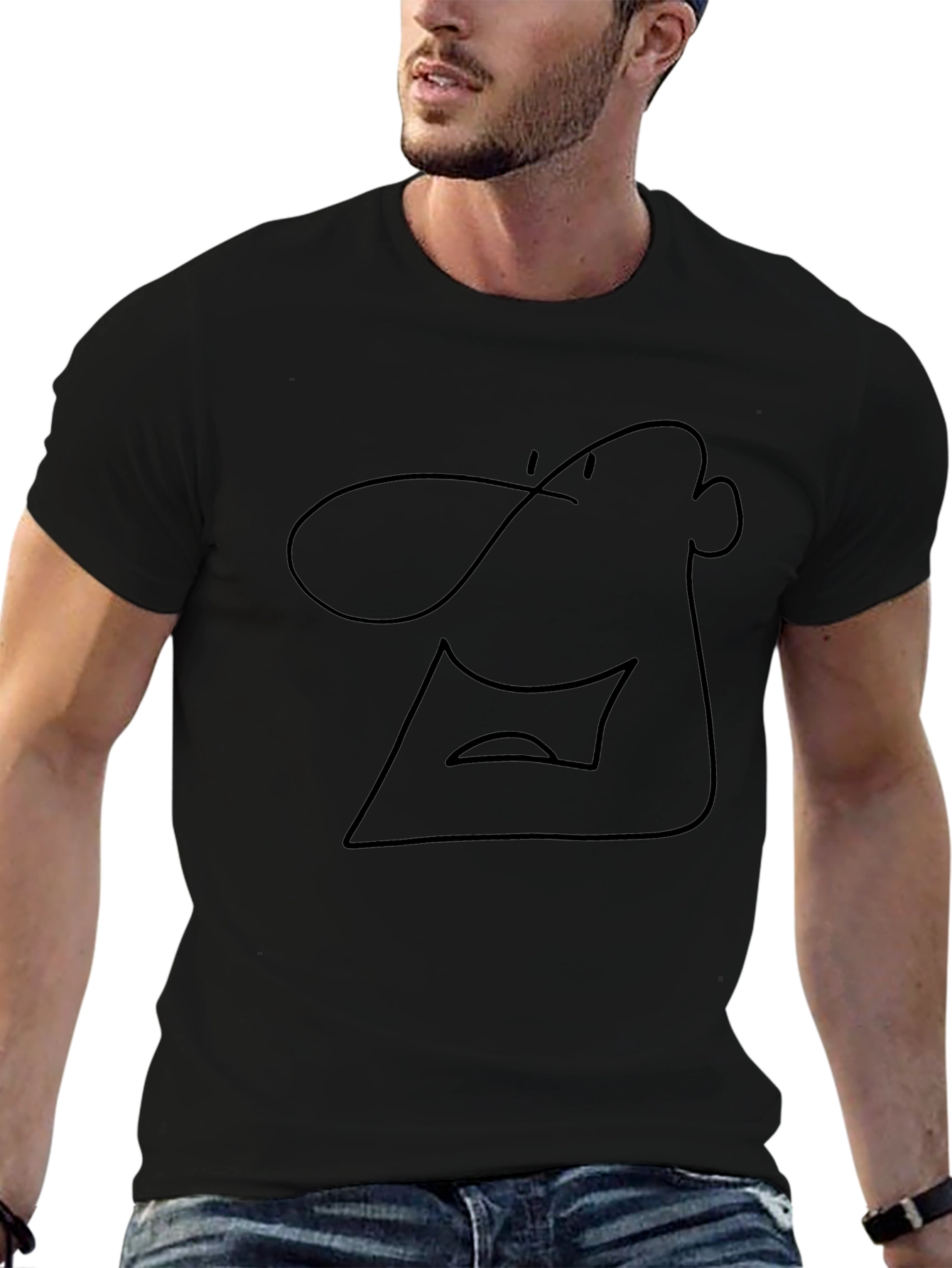 Abstract Line Art Graphic Black T-Shirt