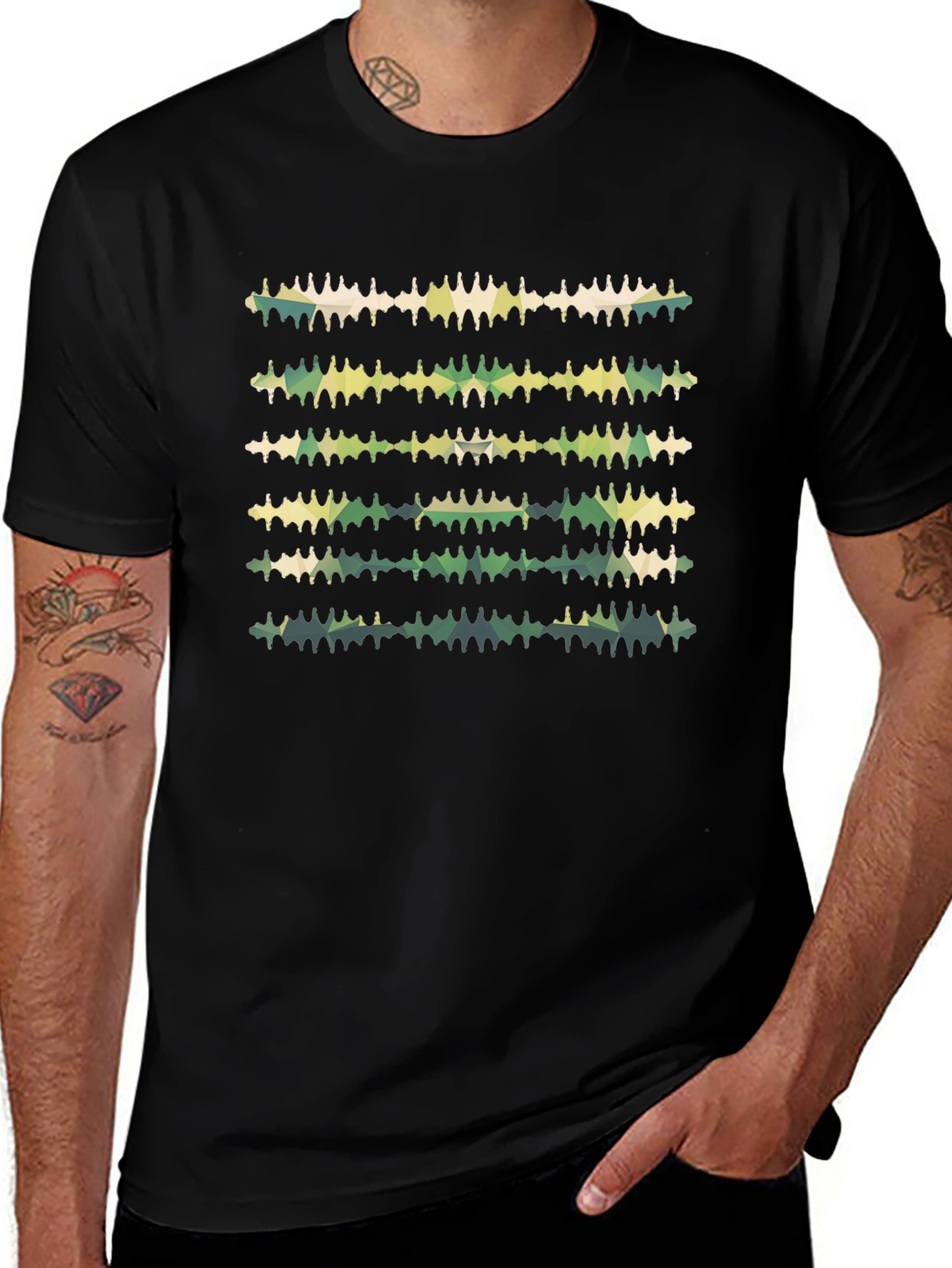 Abstract Camo Graphic Black T-Shirt