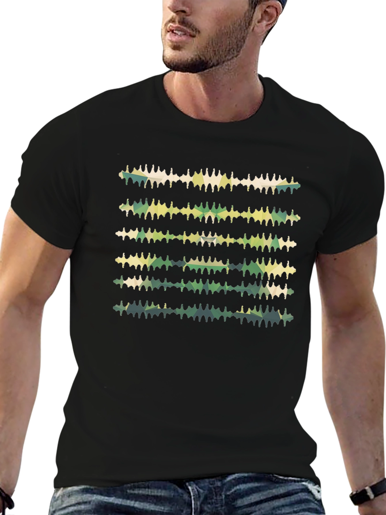 Abstract Camo Graphic Black T-Shirt