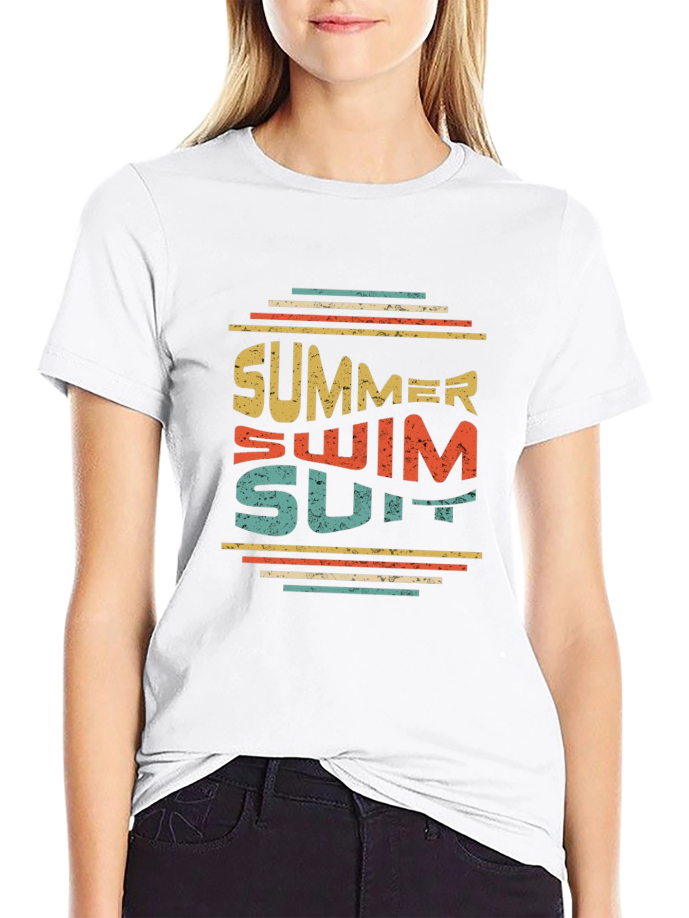 Summer Swimsuit Graphic Tee - Retro Style