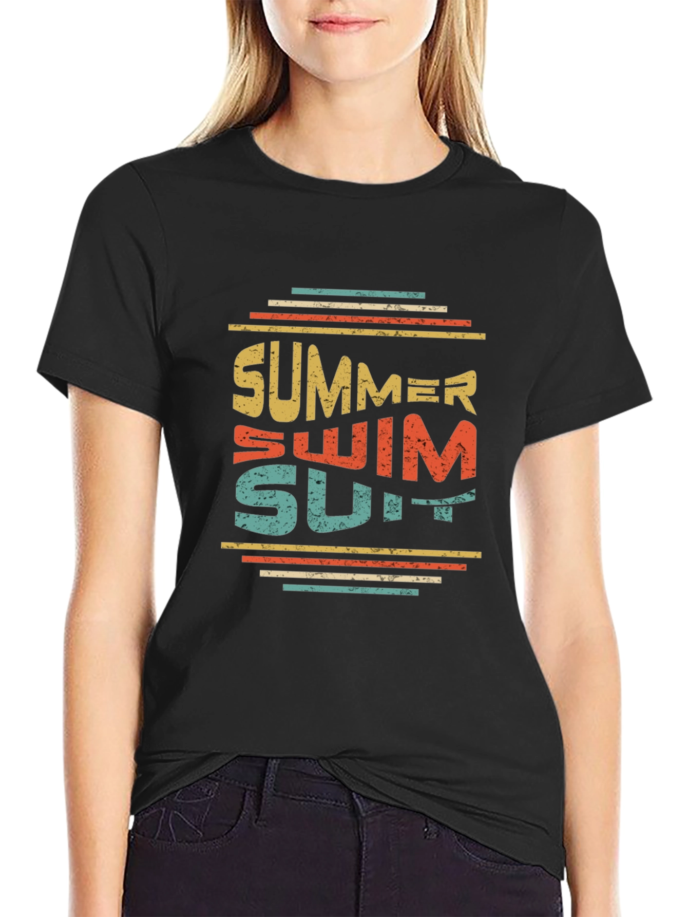 Summer Swimsuit Graphic Tee - Retro Style