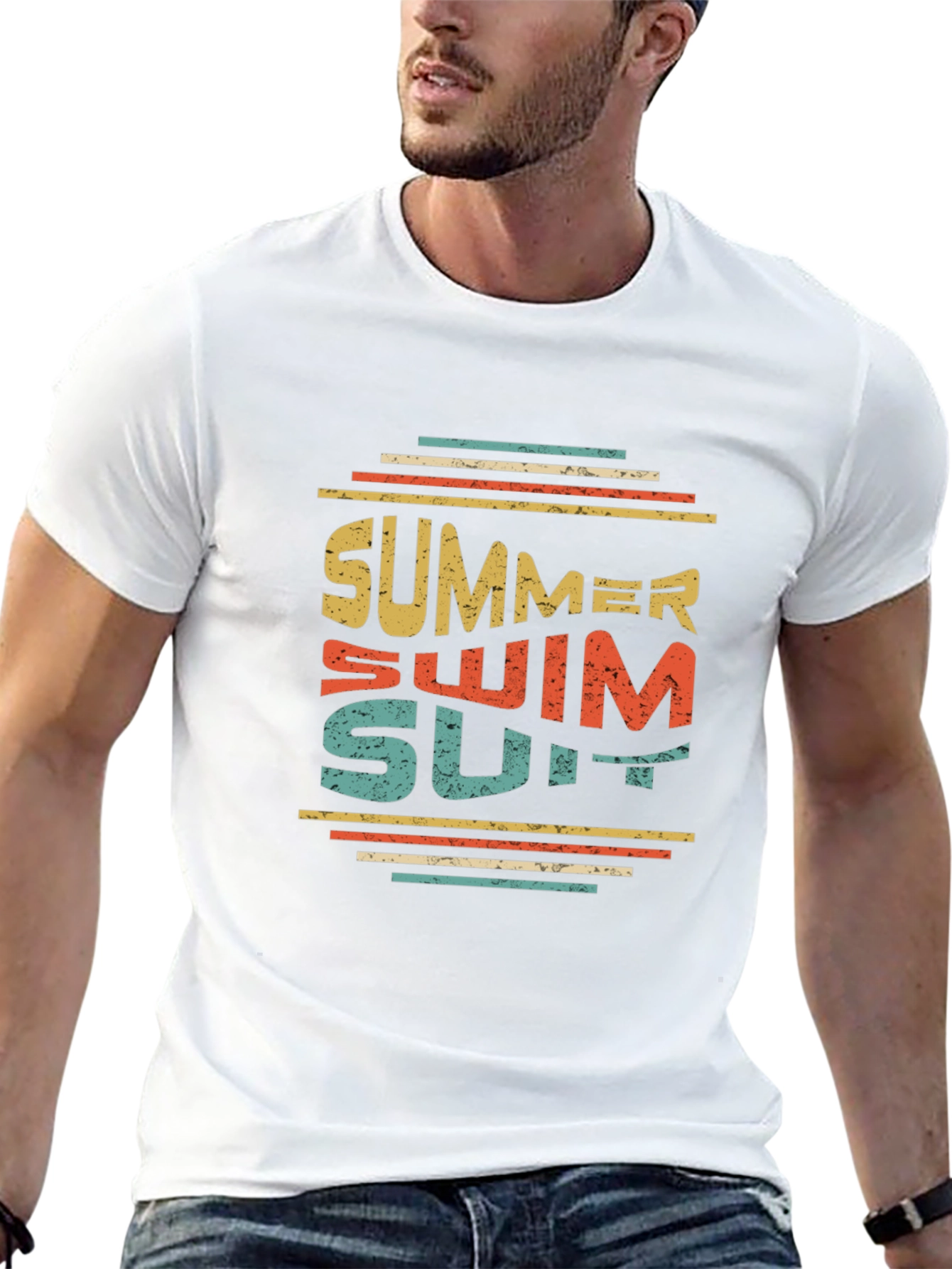 Summer Swimsuit Graphic Tee - Retro Style