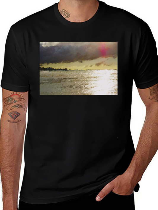 Abstract Seascape Graphic Tee - Artistic Style