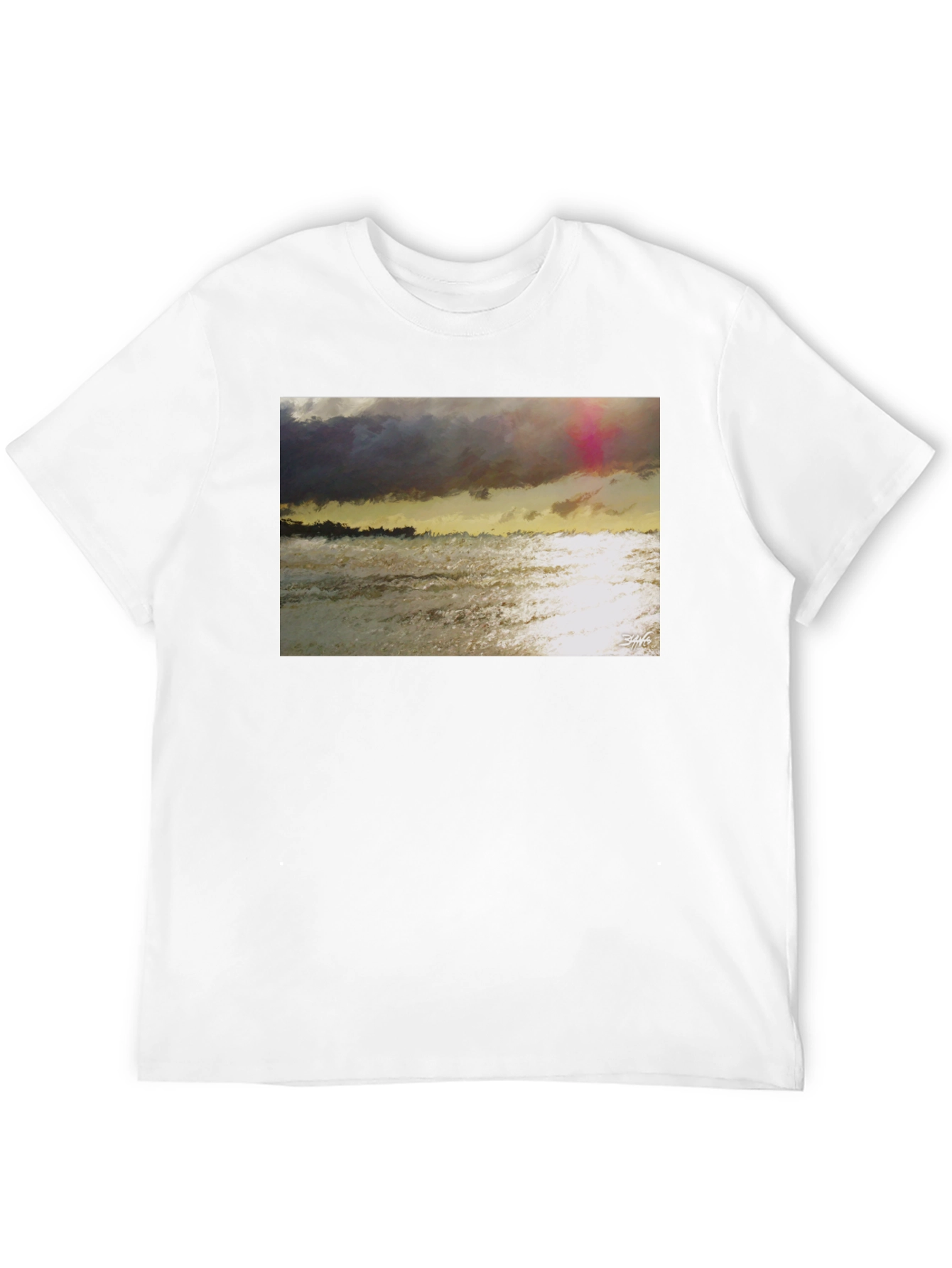 Abstract Seascape Graphic Tee - Artistic Style