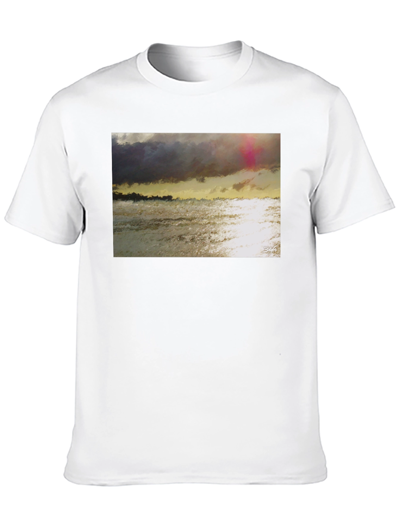 Abstract Seascape Graphic Tee - Artistic Style