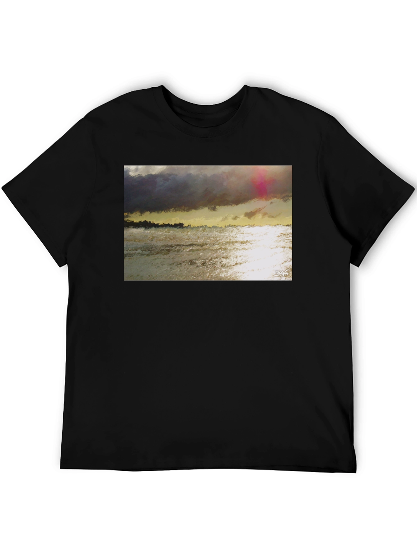 Abstract Seascape Graphic Tee - Artistic Style