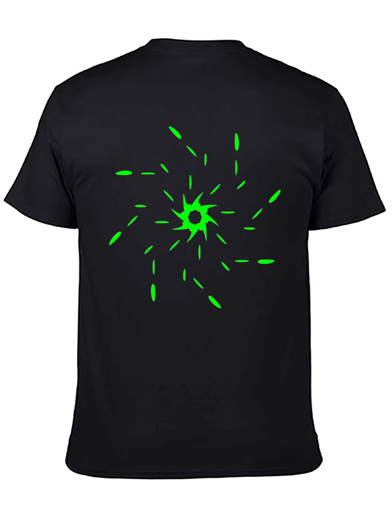 Abstract Green Spiral Design Black T-Shirt