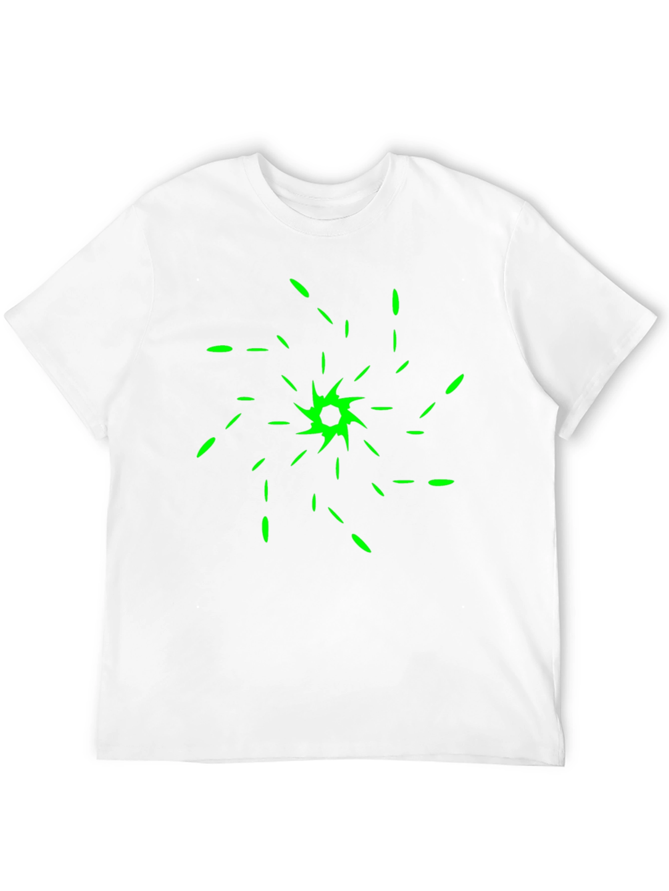 Abstract Green Spiral Design Black T-Shirt